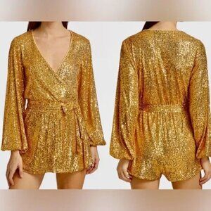 FREE PEOPLE WOMEN'S CHRISTA SEQUIN LONG SLEEVE ROMPER